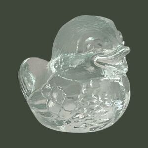 Vintage Goebel Clear Glass Duck Paperweight • Heavy Crystal Bird Figurine